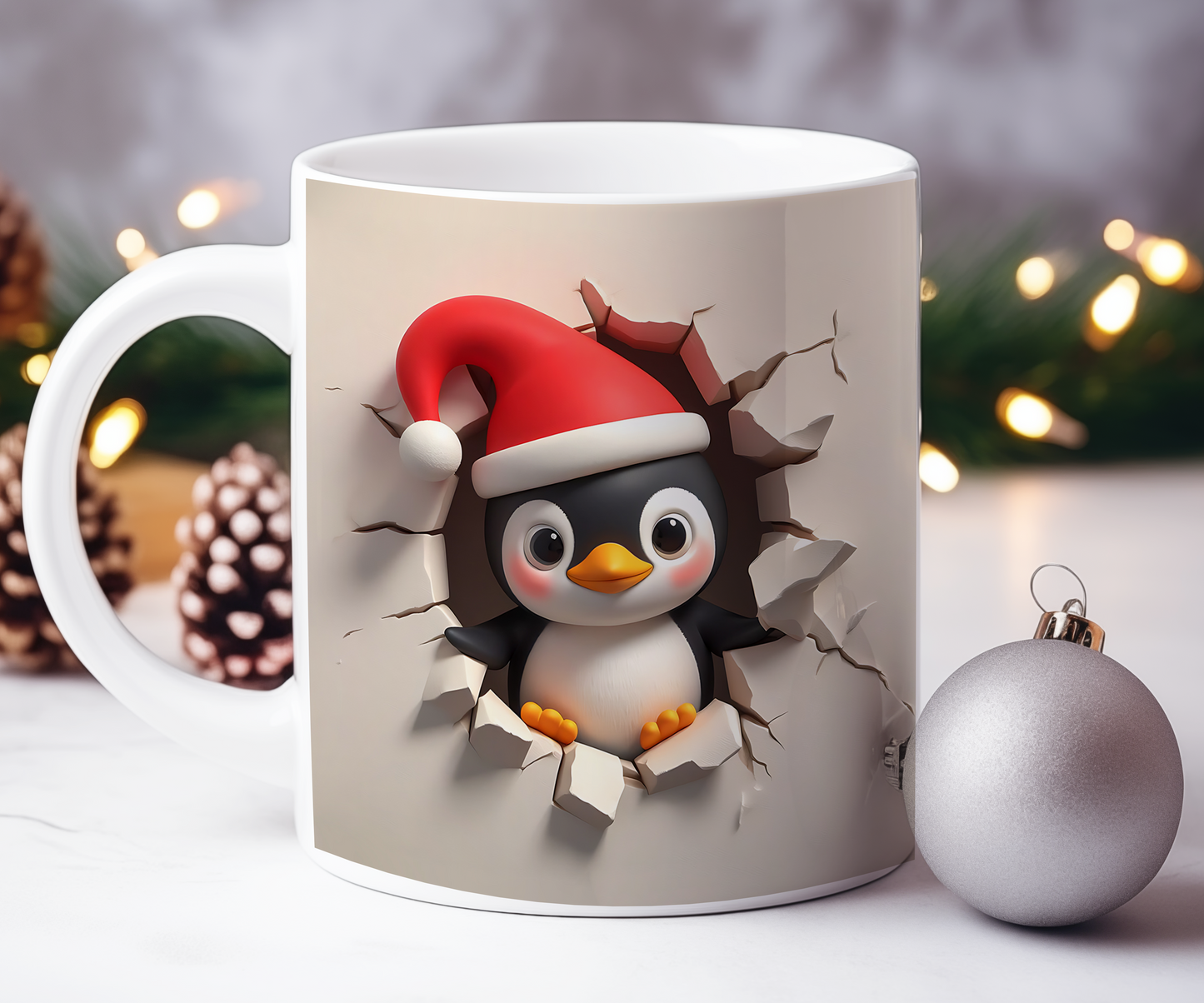 Personalised Penguin BREAKOUT Christmas Gift Mug