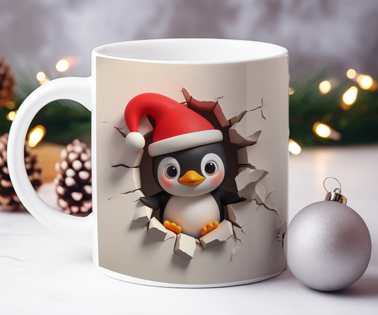Personalised Penguin BREAKOUT Christmas Gift Mug
