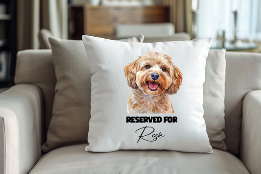 Personalised Cockapoo - Reserved For - Pet Dog Keepsake Cushion