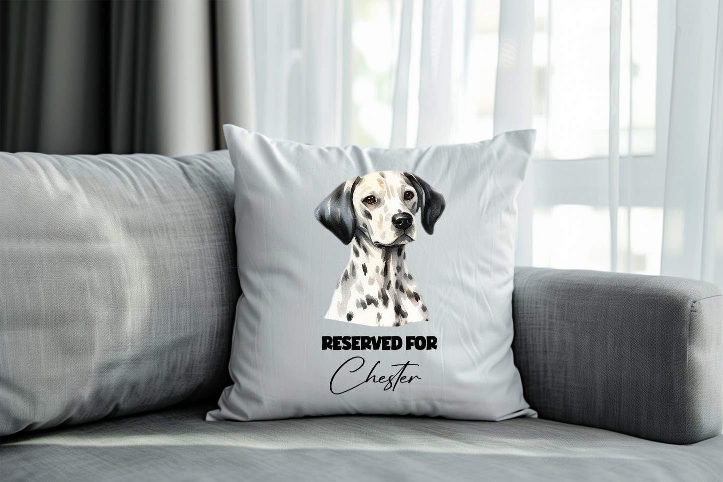 Personalised Dalmation - Reserved For - Pet Dog Keepsake Cushion