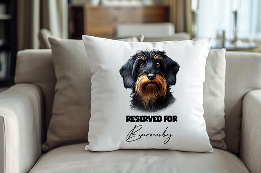 Personalised Wirehaired Dachshund - Reserved For - Pet Dog Keepsake Cushion