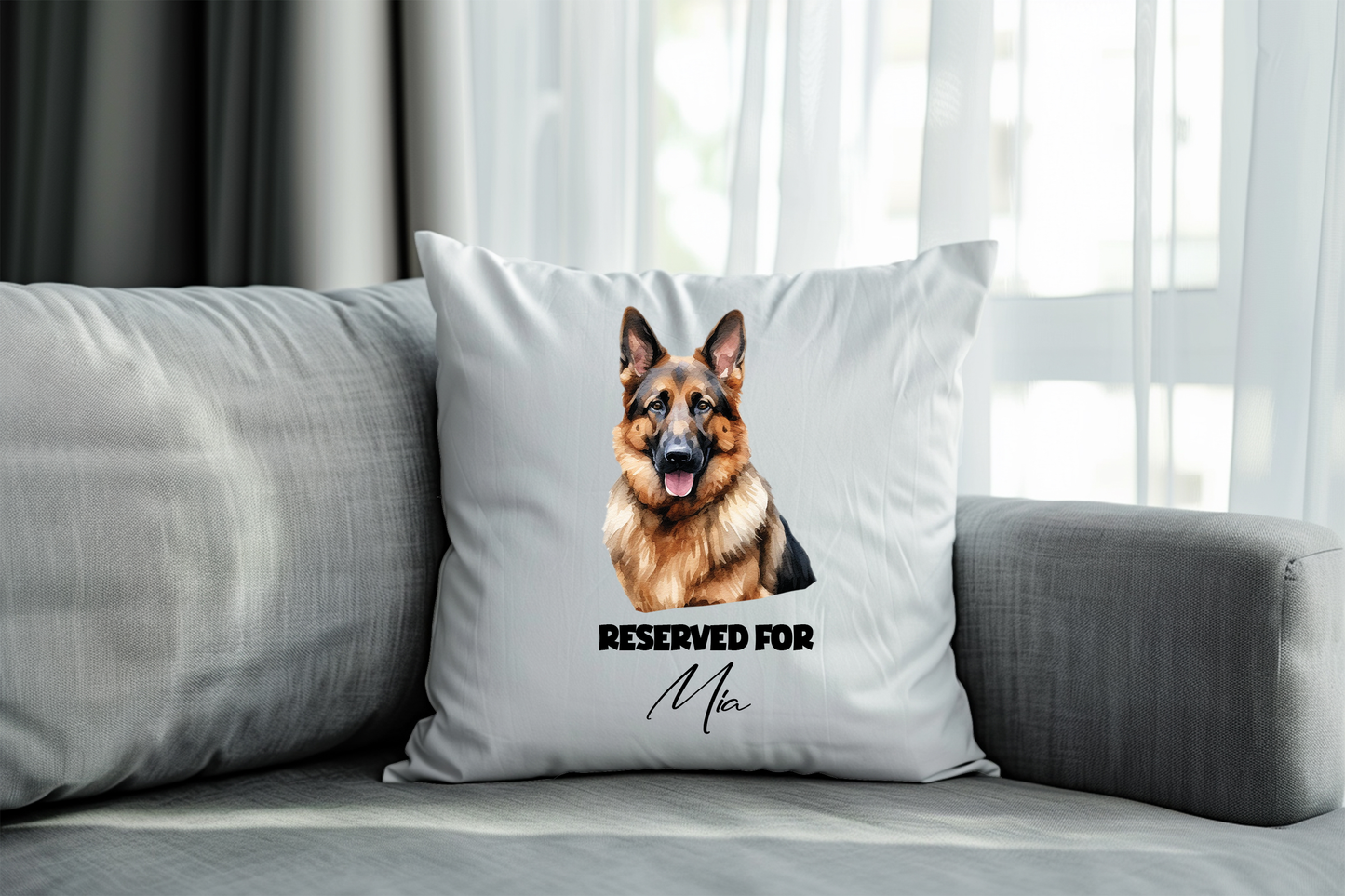 Personalised German Shepard - Reserved For - Pet Dog Keepsake Cushion