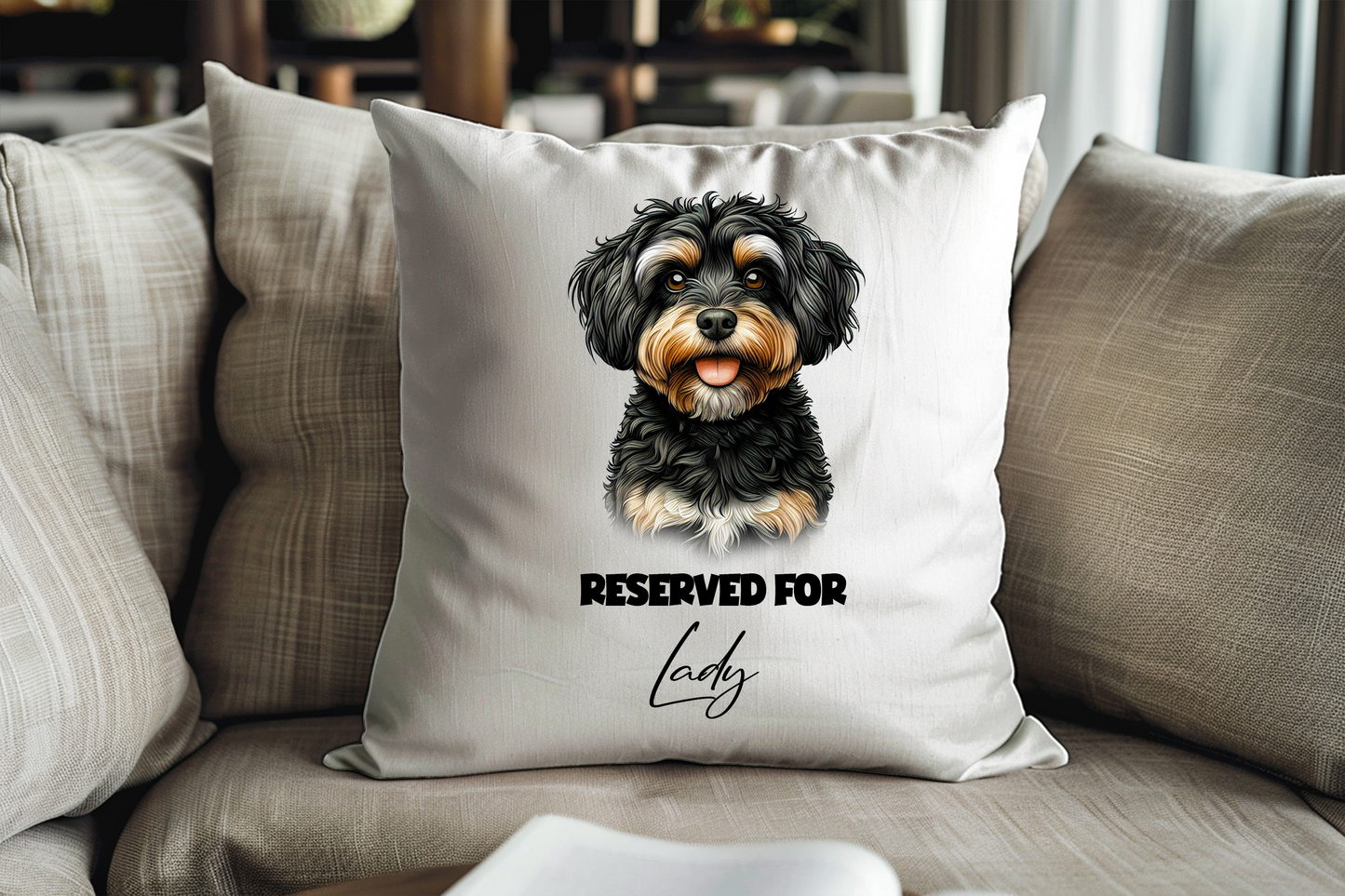 Personalised Jackapoo - Reserved For - Pet Dog Keepsake Cushion