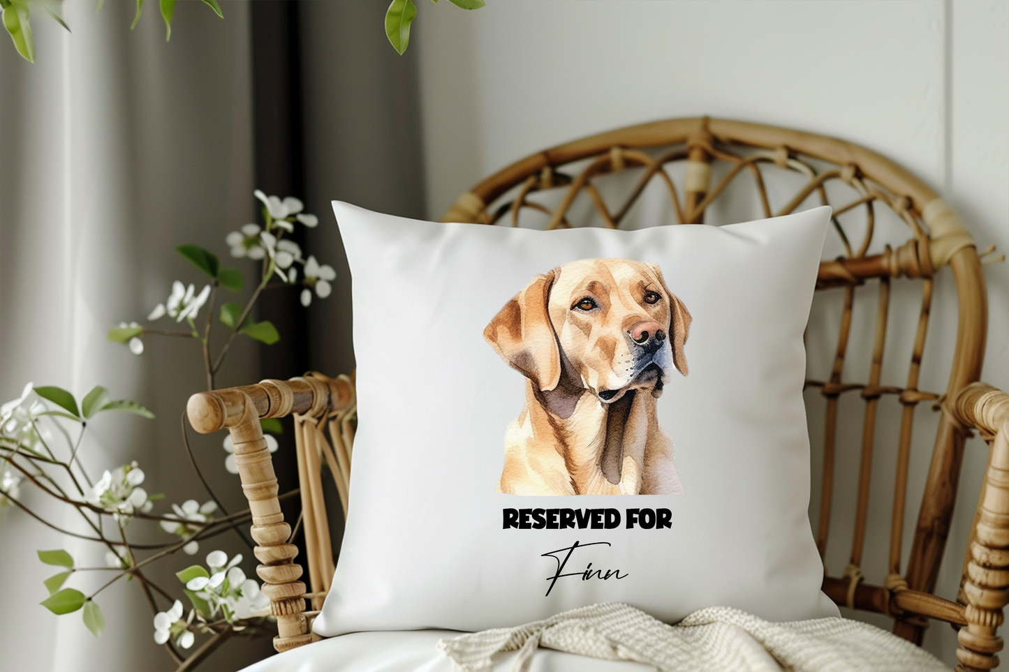 Personalised Labrador Retriever - Reserved For - Pet Dog Keepsake Cushion