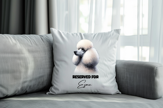 Personalised Poodle - Reserved For - Pet Dog Keepsake Cushion