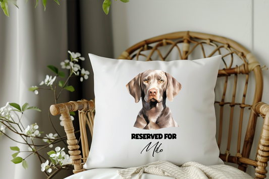 Personalised Weimaraner - Reserved For - Pet Dog Keepsake Cushion