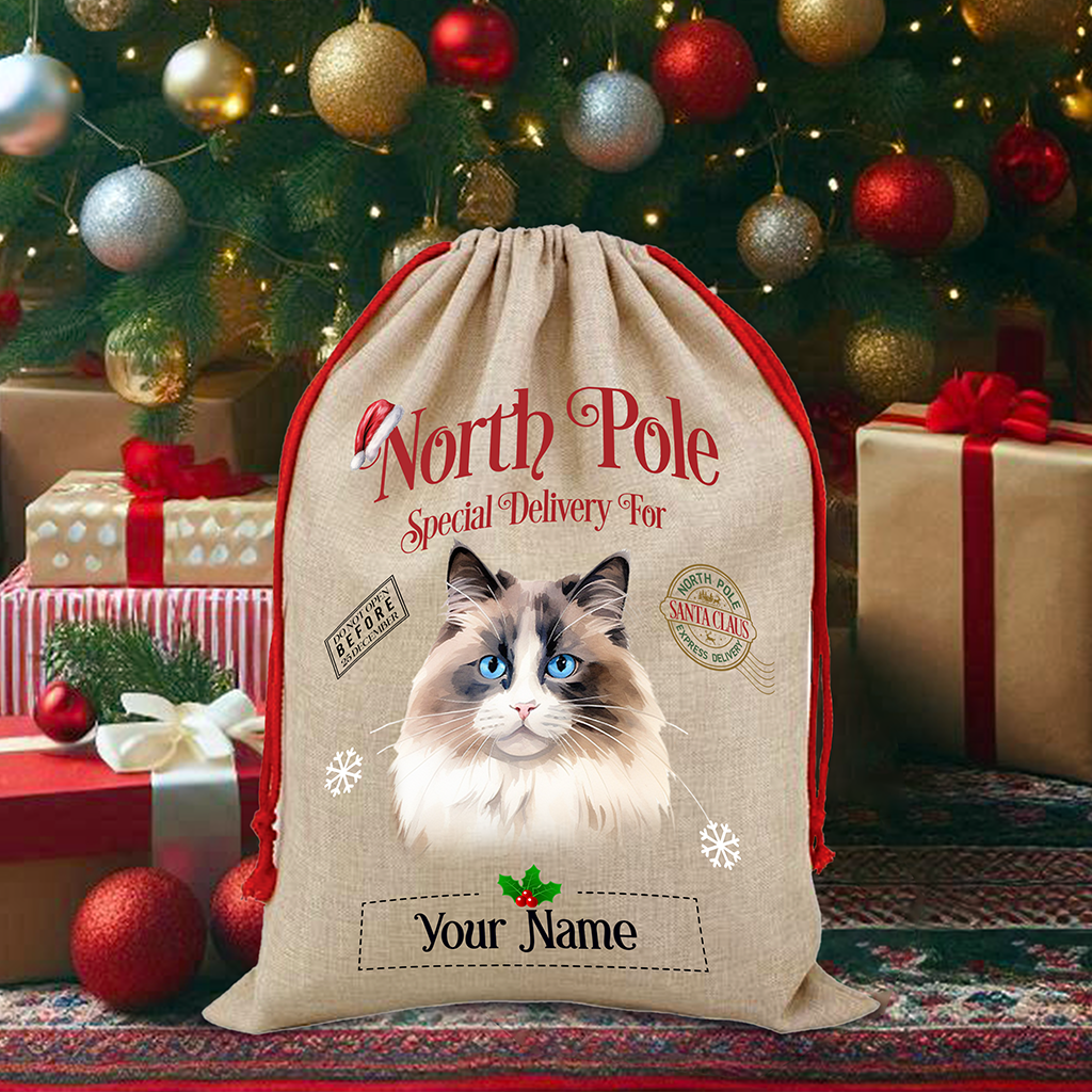 Personalised Ragdoll - Cat North Pole Santa Sack