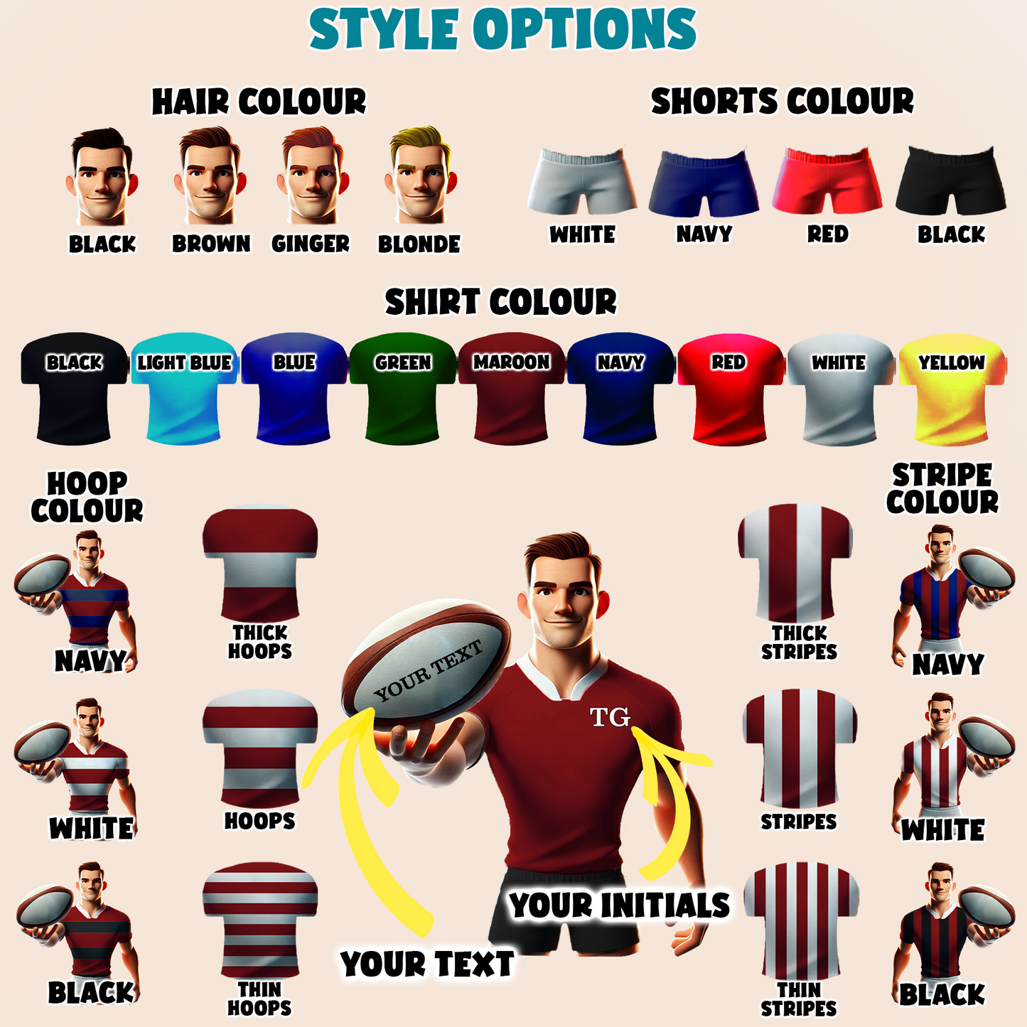 Personalised Rugby Team Shirt Creator - Cushion