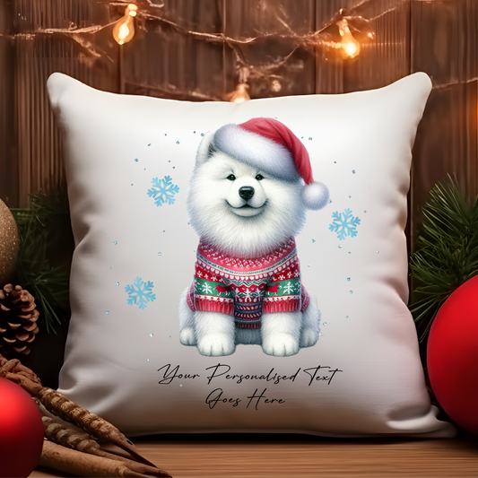 Personalised Samoyed Dog Christmas Jumper Cushion Cover Gift