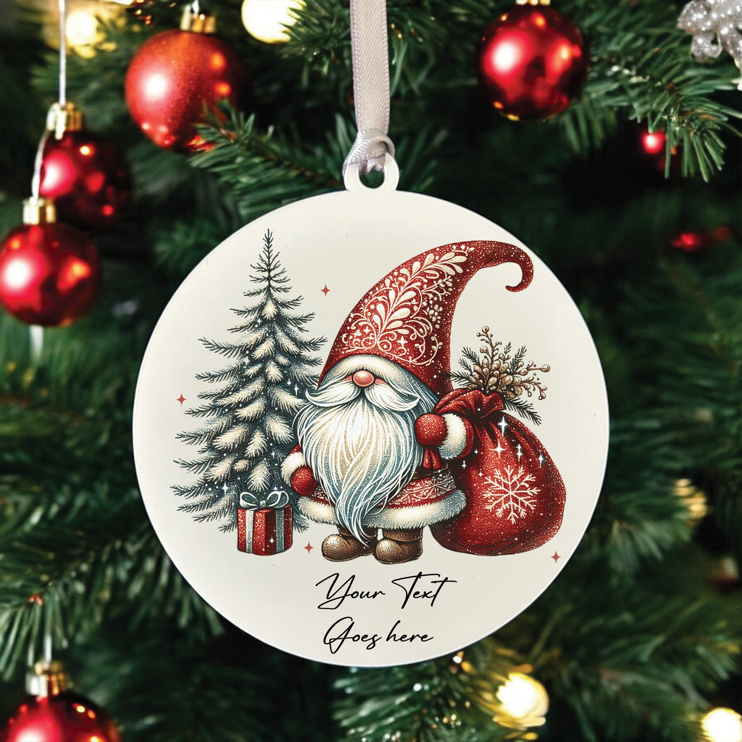 Personalised Christmas Santa Gonk Gnome - Hanging Bauble Decoration