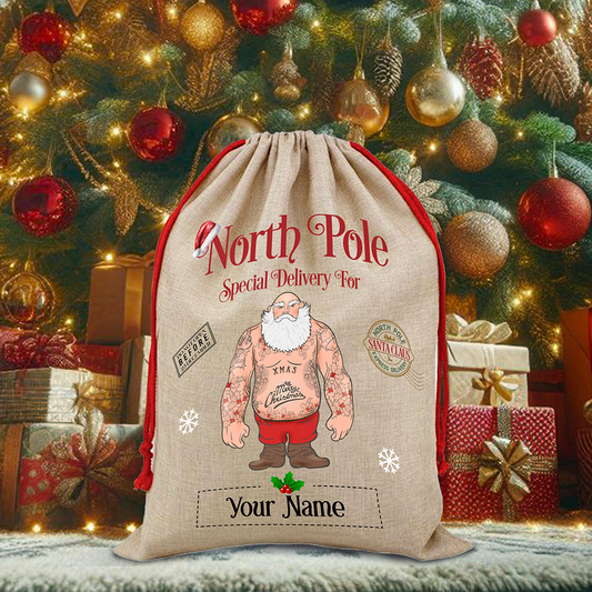 Personalised Santa with Tattoos - North Pole Santa Sack