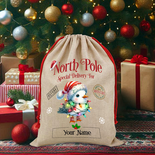 Personalised Seagull - North Pole Santa Sack