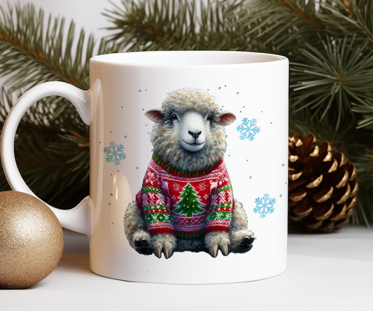 Personalised Christmas Sheep in a Christmas Jumper Gift Mug - Style A
