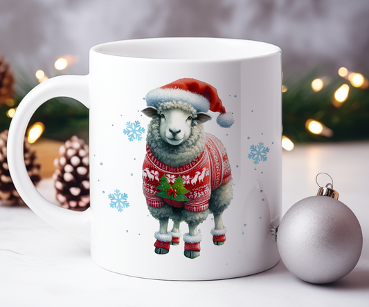 Personalised Christmas Sheep in a Christmas Jumper Gift Mug - Style B