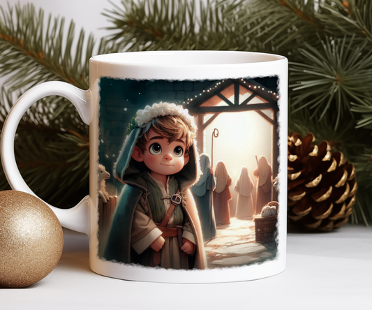 Personalised Shepherd Boy in Nativity Scene Gift Mug