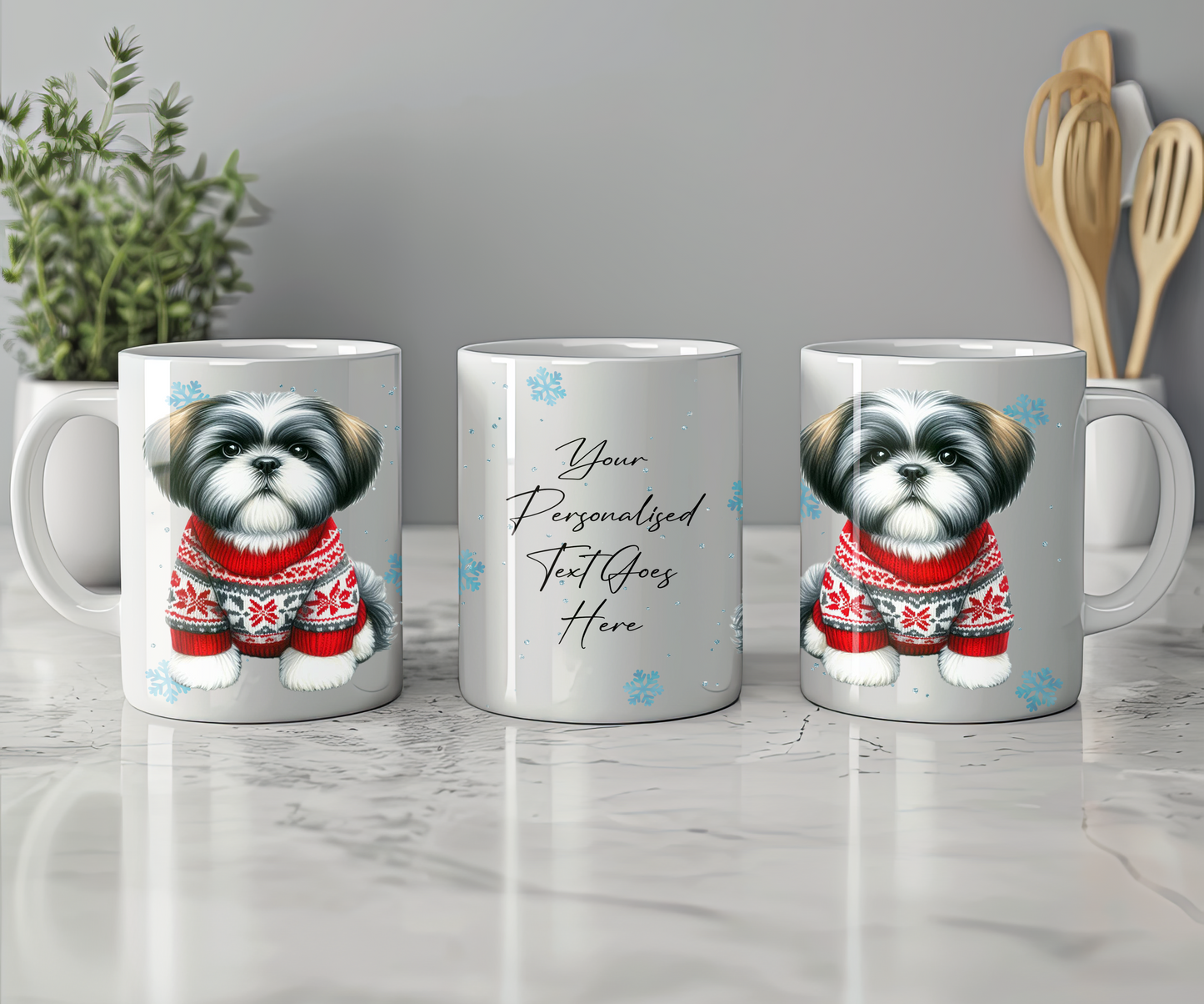 Personalised Shih Tzu - Dog Christmas Jumper Gift Mug - Style B