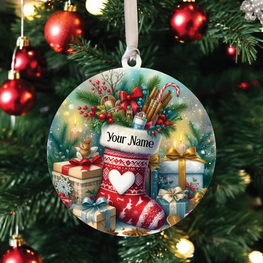 Personalised Christmas Stocking - Hanging Bauble Decoration