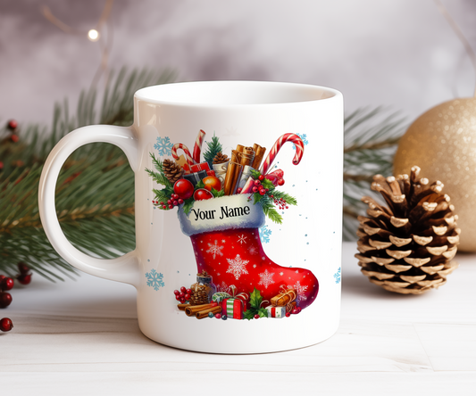 Personalised Christmas Stocking Gift Mug - Style B