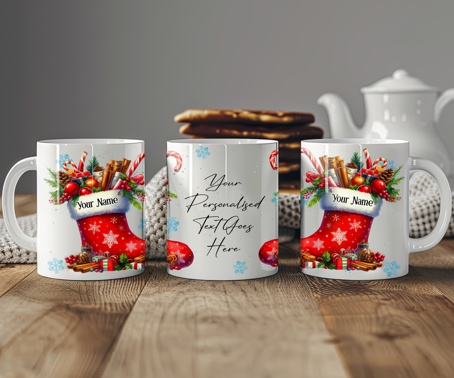 Personalised Christmas Stocking Gift Mug - Style B
