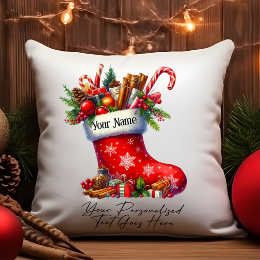 Personalised Christmas Stocking Cushion Cover Gift - Style B