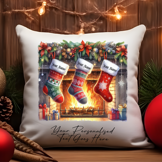 Personalised Christmas Stocking Family - 3 Names - Cushion Cover Gift