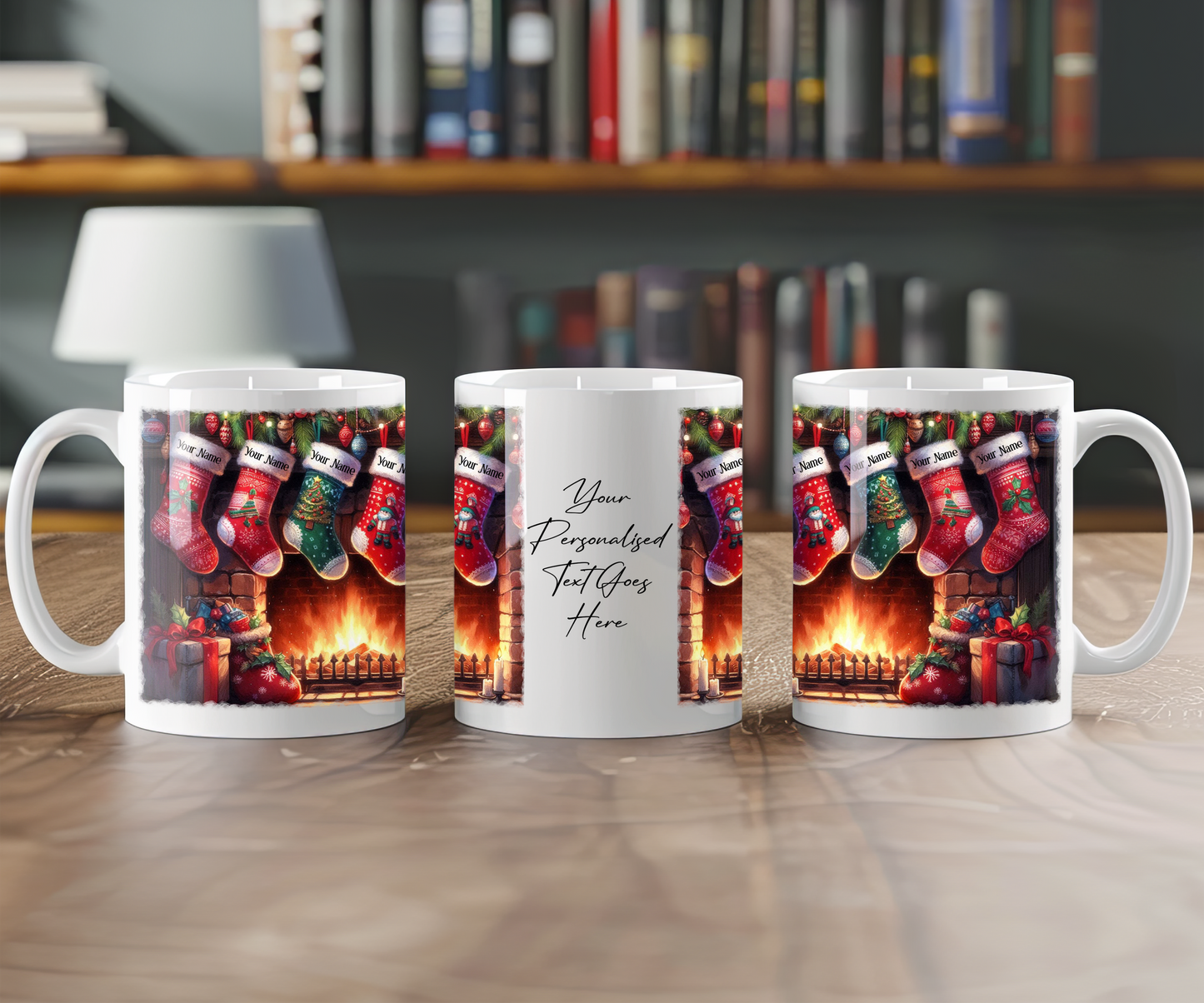 Personalised Christmas Stocking Family - 4 Names - Gift Mug