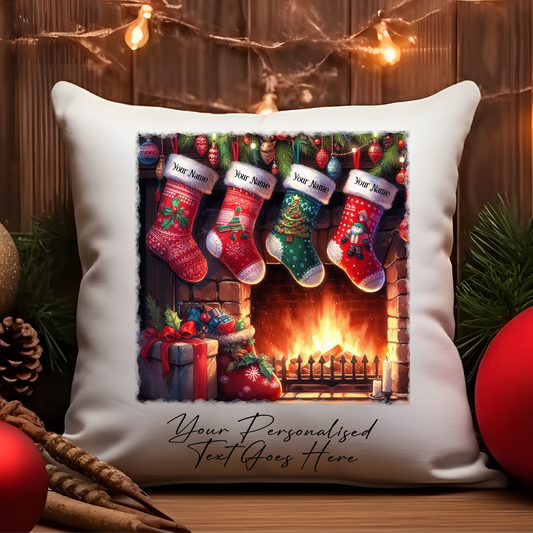 Personalised Christmas Stocking Family - 4 Names - Cushion Cover Gift