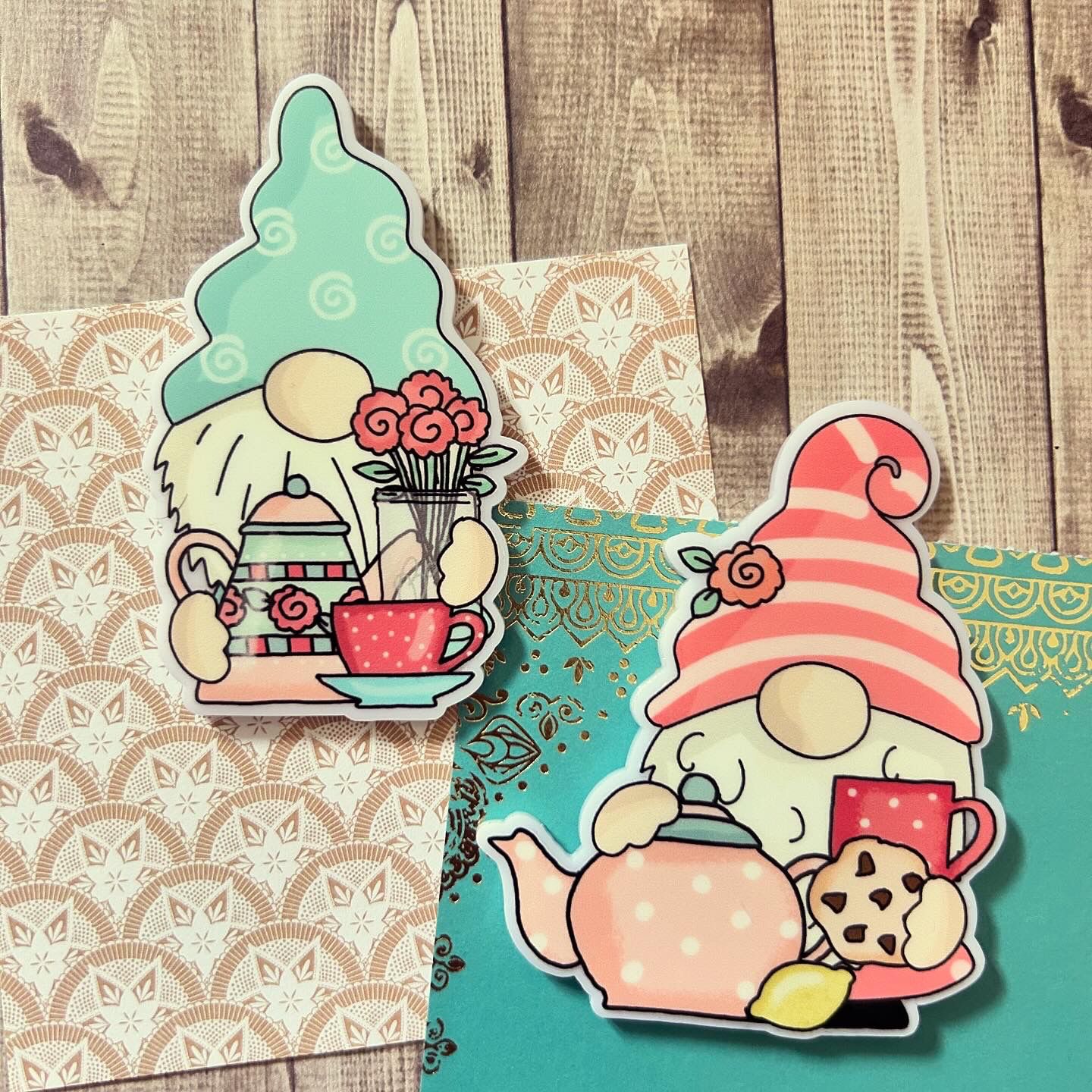 Teapot Gonk Gnomes, Keepsake Gift Magnet, by Floppsie Moppsie – floppsiemoppsie at floppsiemoppsie.co.uk