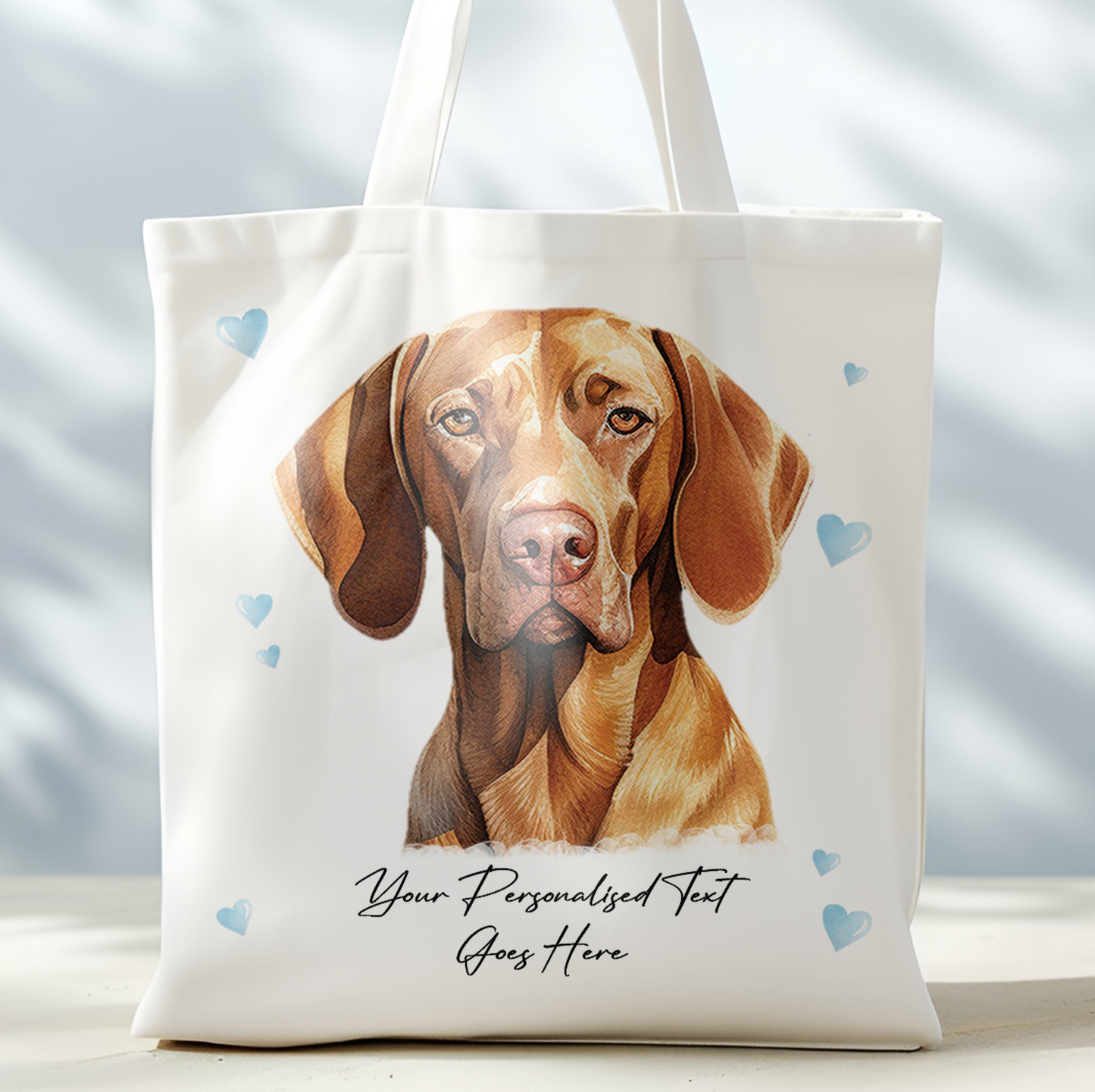 Personalised Dog Love Hearts Vizsla Tote Bag