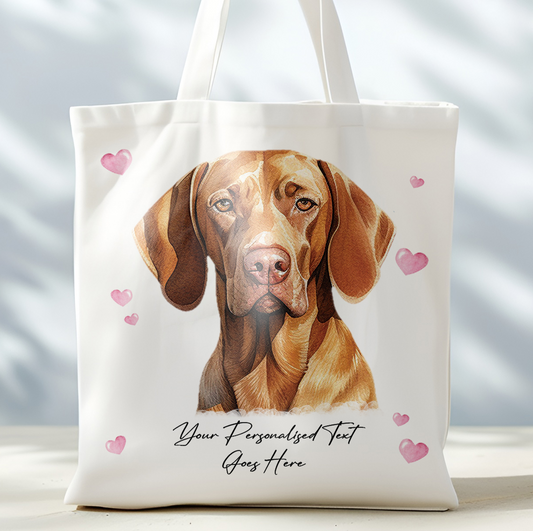 Personalised Dog Love Hearts Vizsla Tote Bag