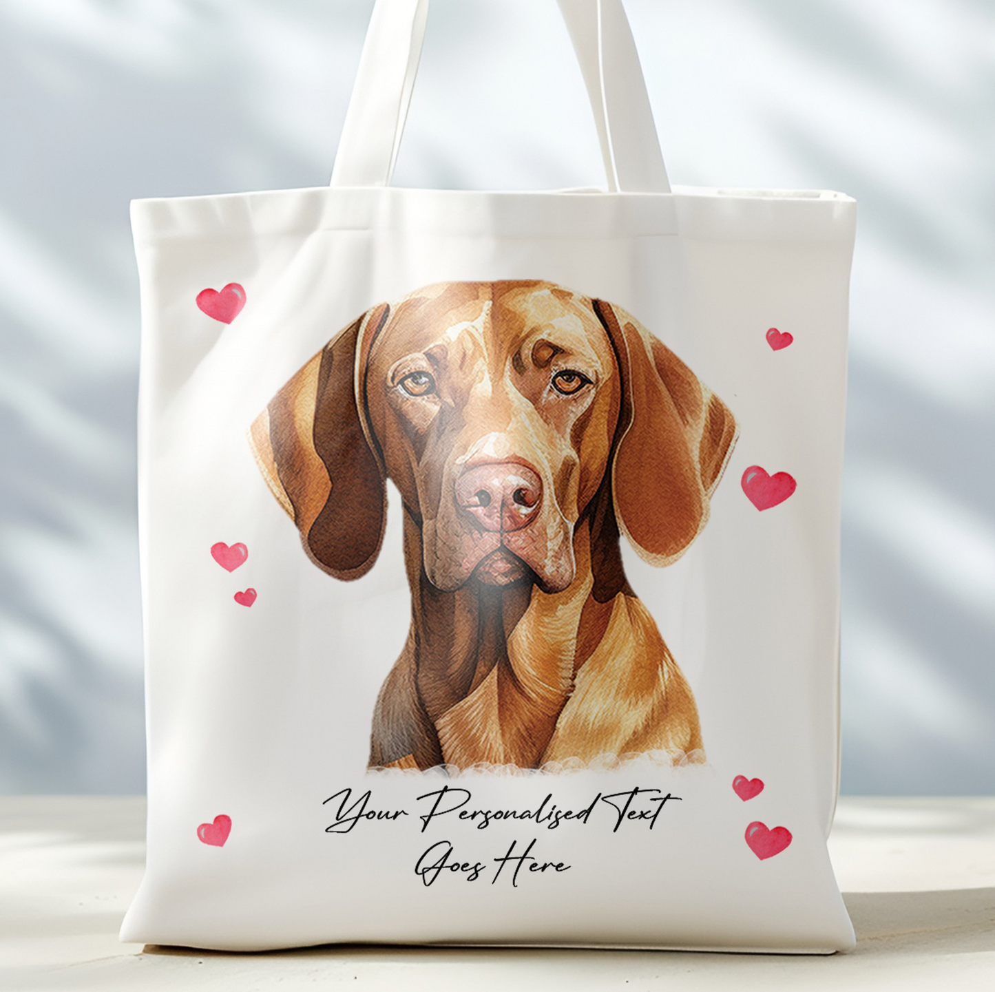 Personalised Dog Love Hearts Vizsla Tote Bag