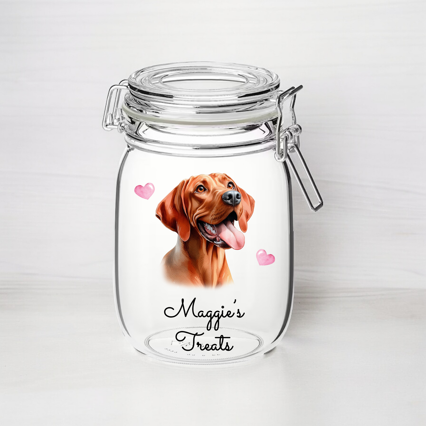 Personalised Vizsla - Dog Treat Kilner Style Gift Jar B - DGJR47