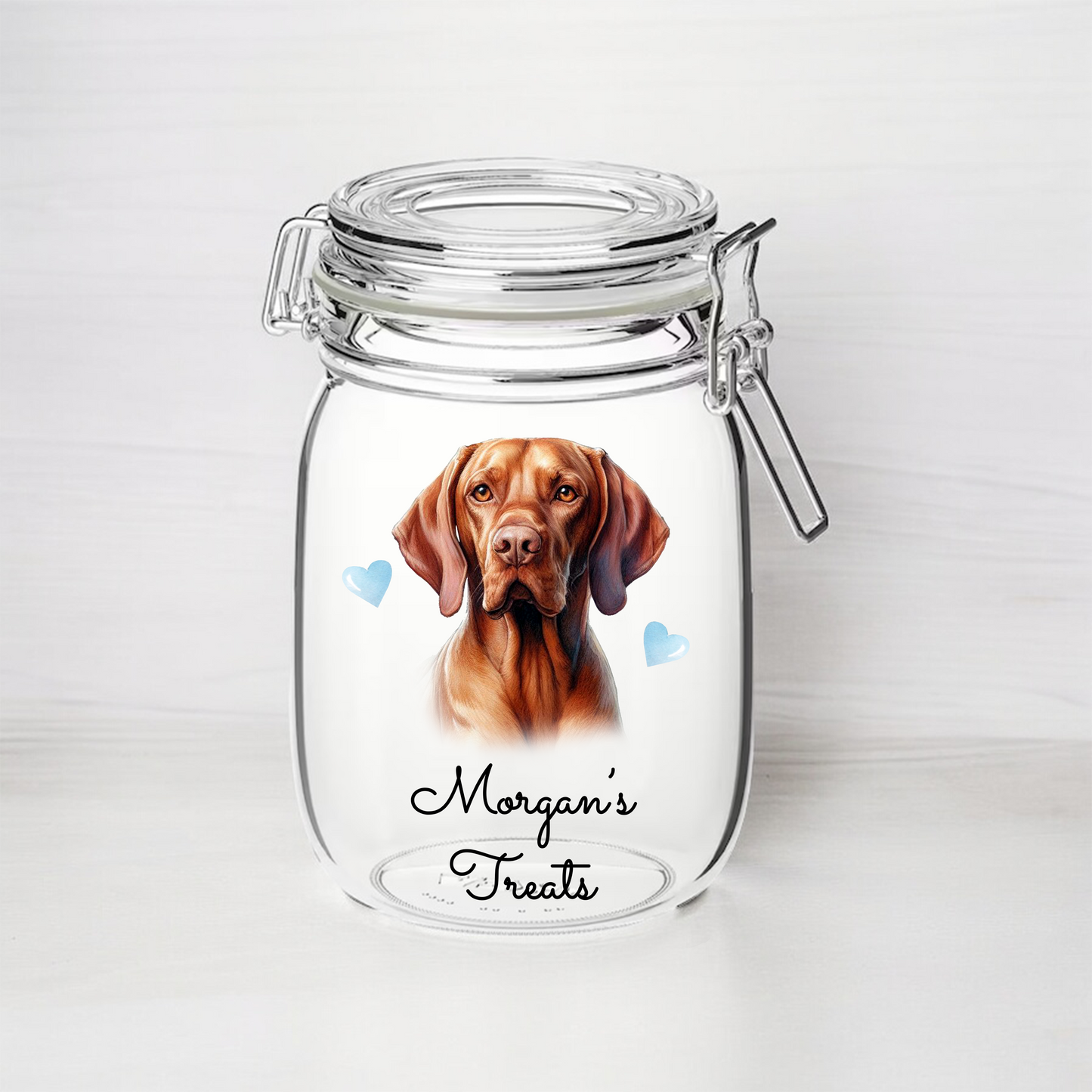 Personalised Vizsla - Dog Treat Kilner Style Gift Jar - DGJR48