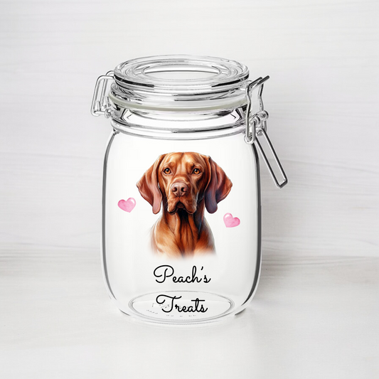 Personalised Vizsla - Dog Treat Kilner Style Gift Jar - DGJR48