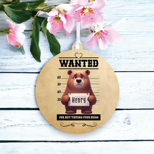 Personalised Bear Animal Wanted Decoration
