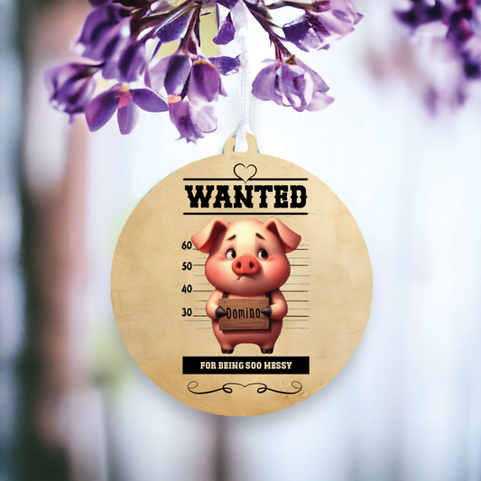 Personalised Pig Animal Wanted Decoration