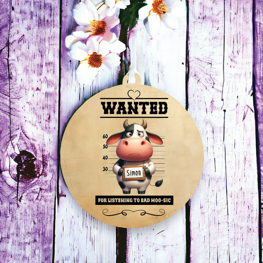 Personalised Cow Animal Wanted Decoration