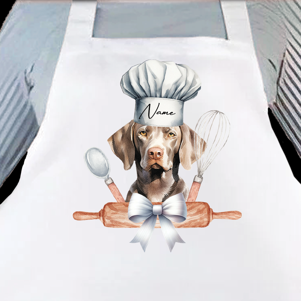 Personalised Pet Chef Dog – Weimaraner - Keepsake Gift Kitchen Baking Cooking Apron, by Floppsie Moppsie – floppsiemoppsie at floppsiemoppsie.co.uk