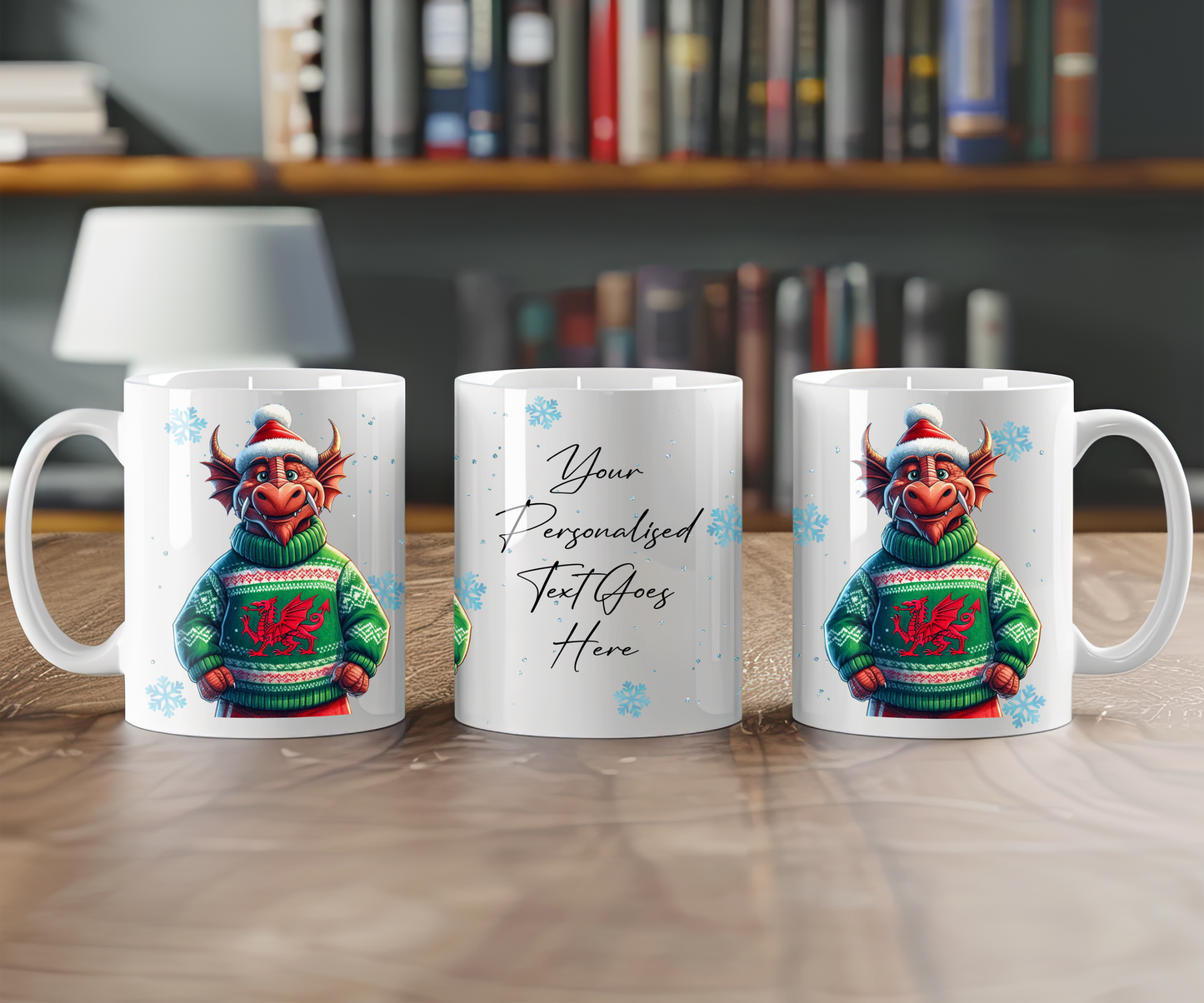 Personalised Christmas Welsh Dragon in a Christmas Jumper Gift Mug