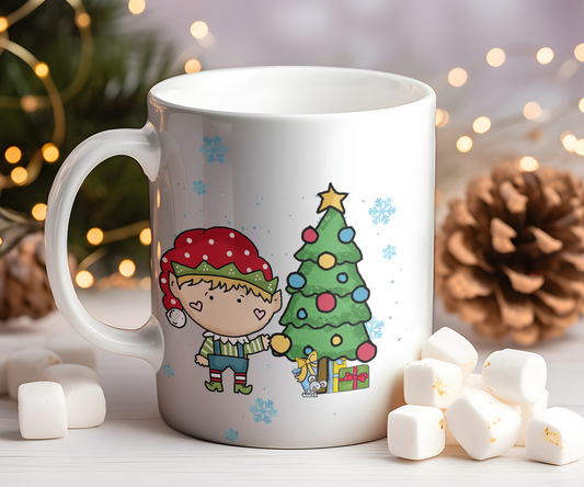 Personalised Whimsical Christmas Elf Gift Mug