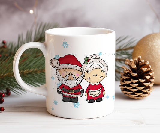 Personalised Whimsical Christmas Mr and Mrs Santa Claus Couple - Gift Mug