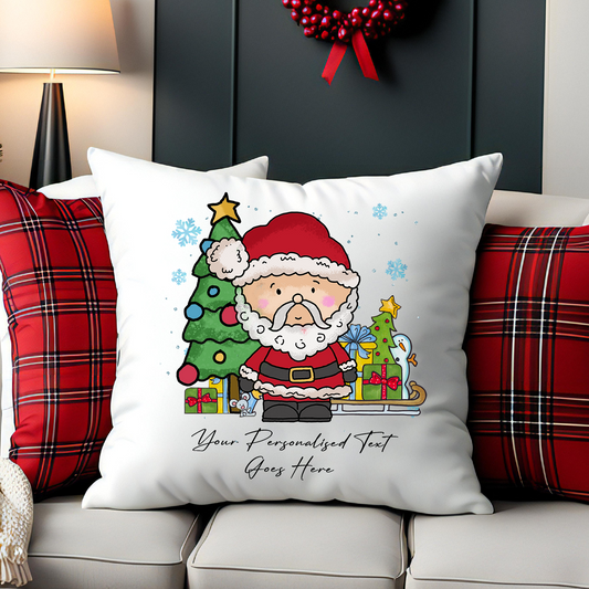 Personalised Whimsical Christmas Tree Santa Claus - Cushion Cover Gift