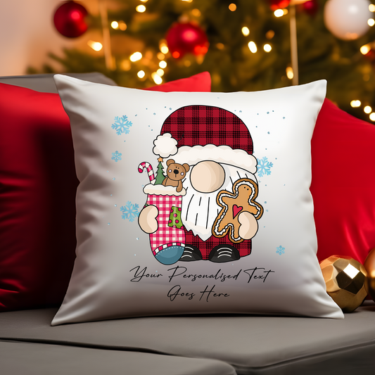 Personalised Whimsical Christmas Santa with Stocking - Cushion Cover Gift