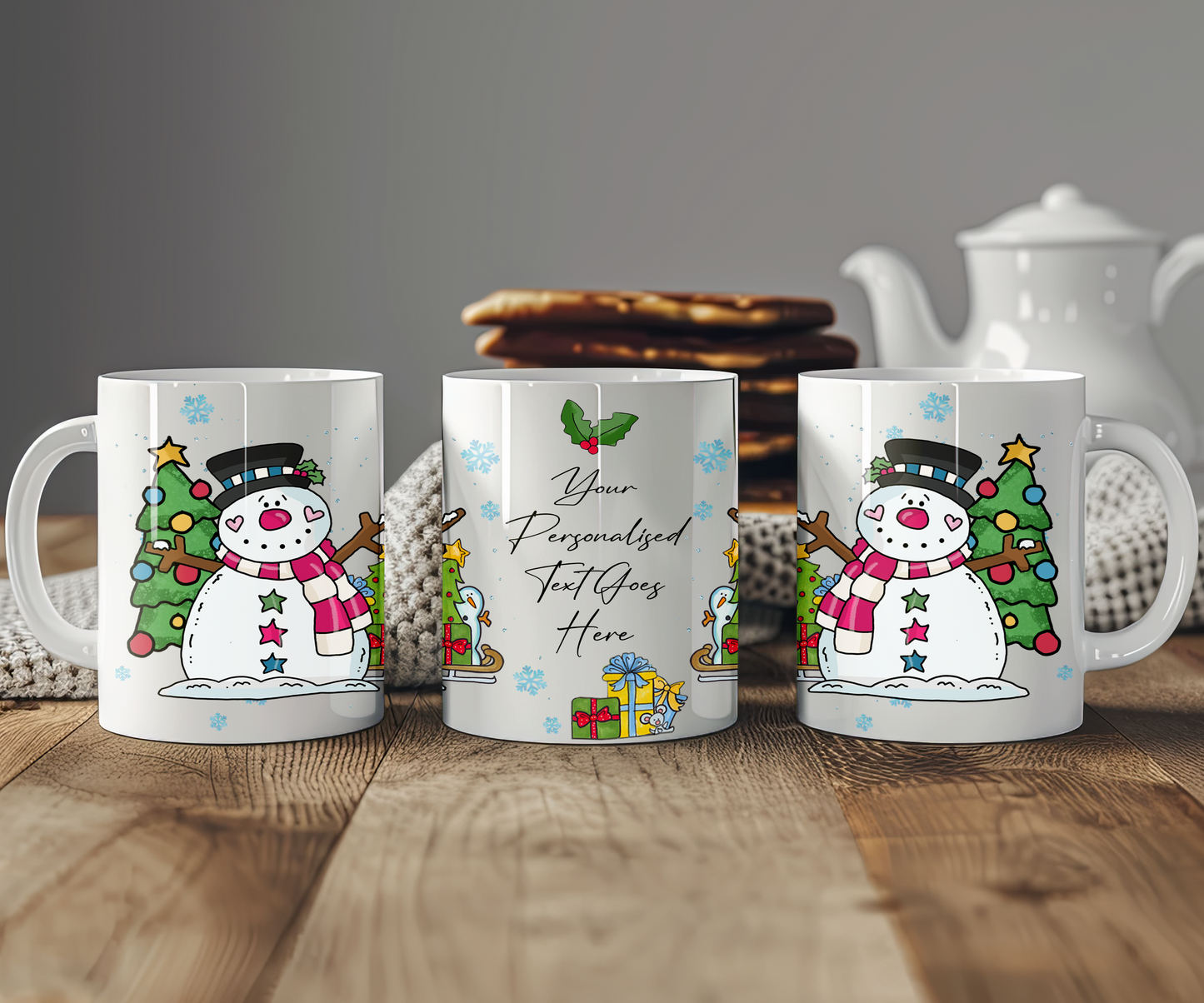 Personalised Whimsical Christmas Snowman - Gift Mug