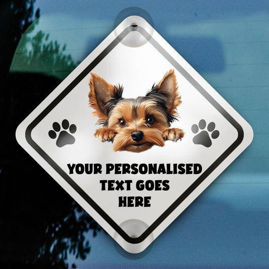 Personalised Dog On Board Car Window Sign - Yorkshire Terrier