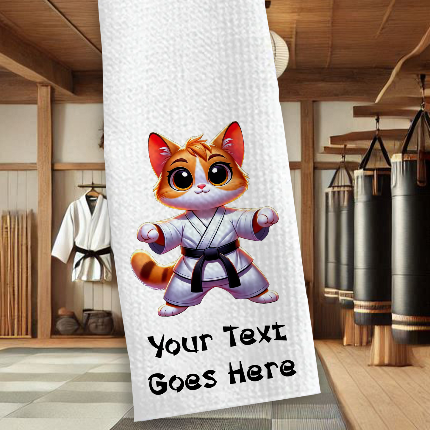 Personalised Cat Martial Arts Animals Karate Gi Sports Towel