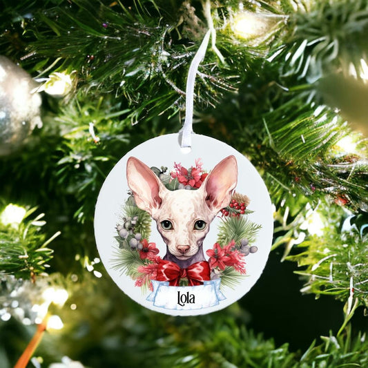 Personalised Pet Cat - Cornish Rex - Acrylic Bauble Christmas Tree Ornament Decoration Gift Keepsake