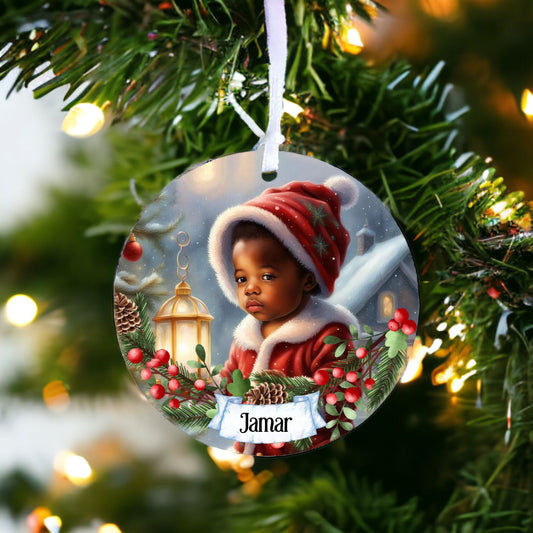 Personalised Cute Child In Red And White Bauble G - Acrylic Bauble Christmas Tree Ornament Decoration Gift Keepsake