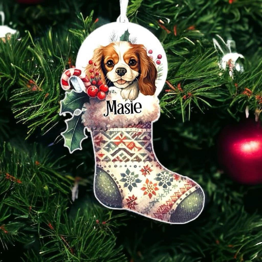 Personalised Cavalier King Charles Spaniel Pet Dog Christmas Stocking Bauble