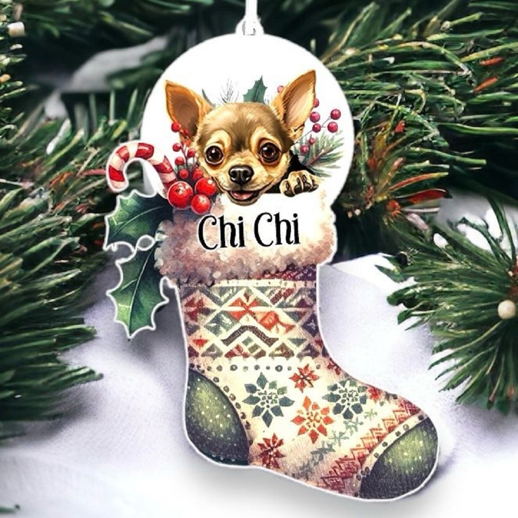 Personalised Chihuahua Pet Dog Christmas Stocking Bauble
